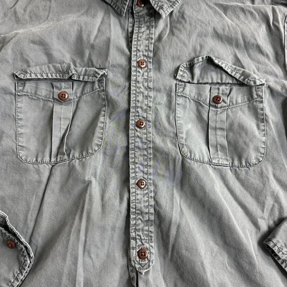 Madewell Button Up Top Womens Size Large Gray Front Pockets Casual Long Sleeve - Picture 4 of 9
